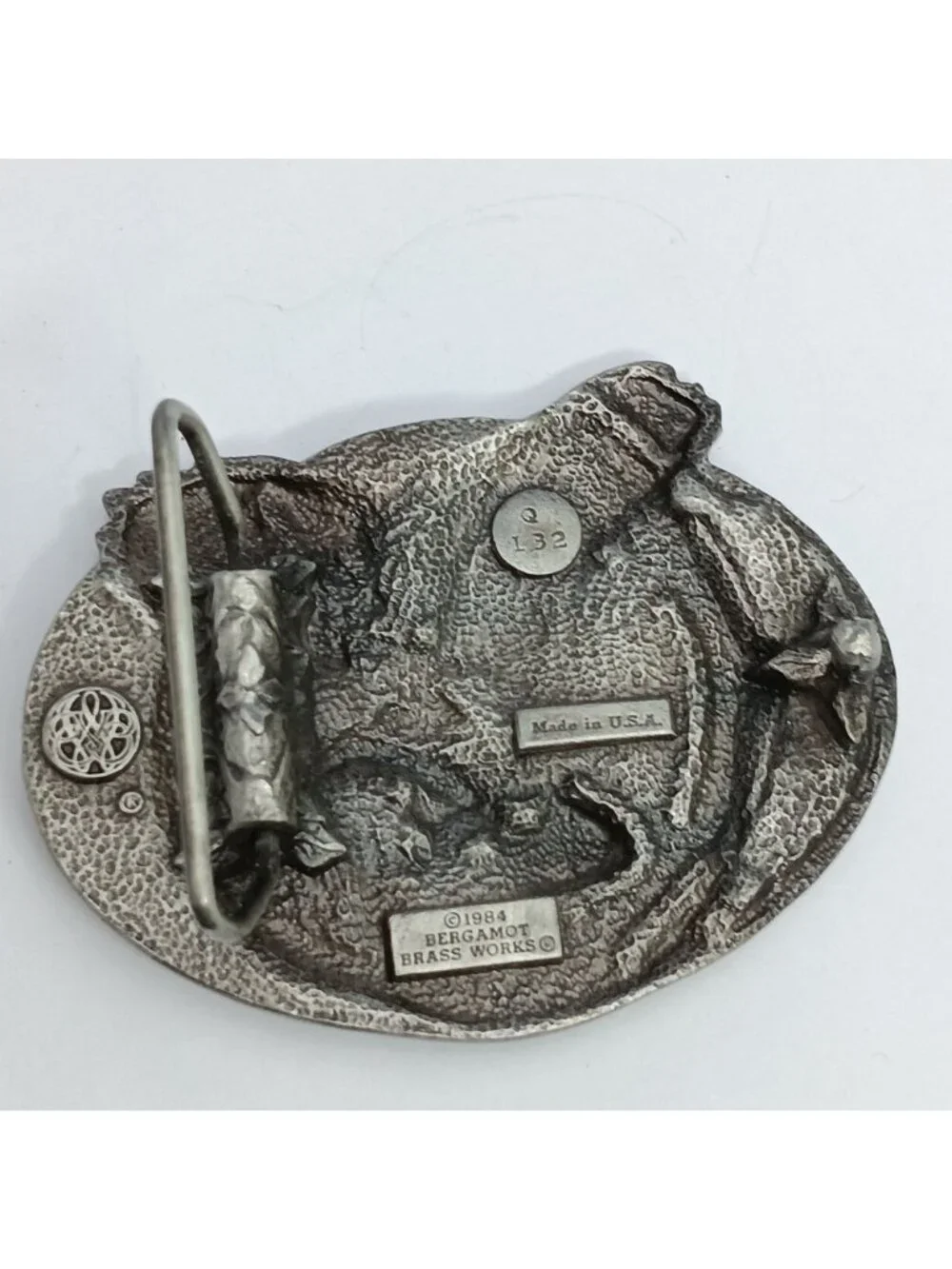 Vintage 1984 Bergamot Army Reserve Pewter 3D Eagle Belt Buckle 1984 Made in USA